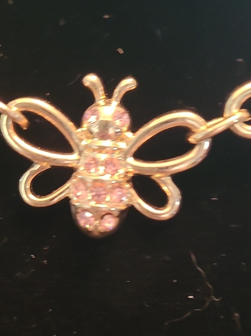 Gold-Tone Pink Bee Trio Necklace - Women Jewelry - Picture 3 of 6